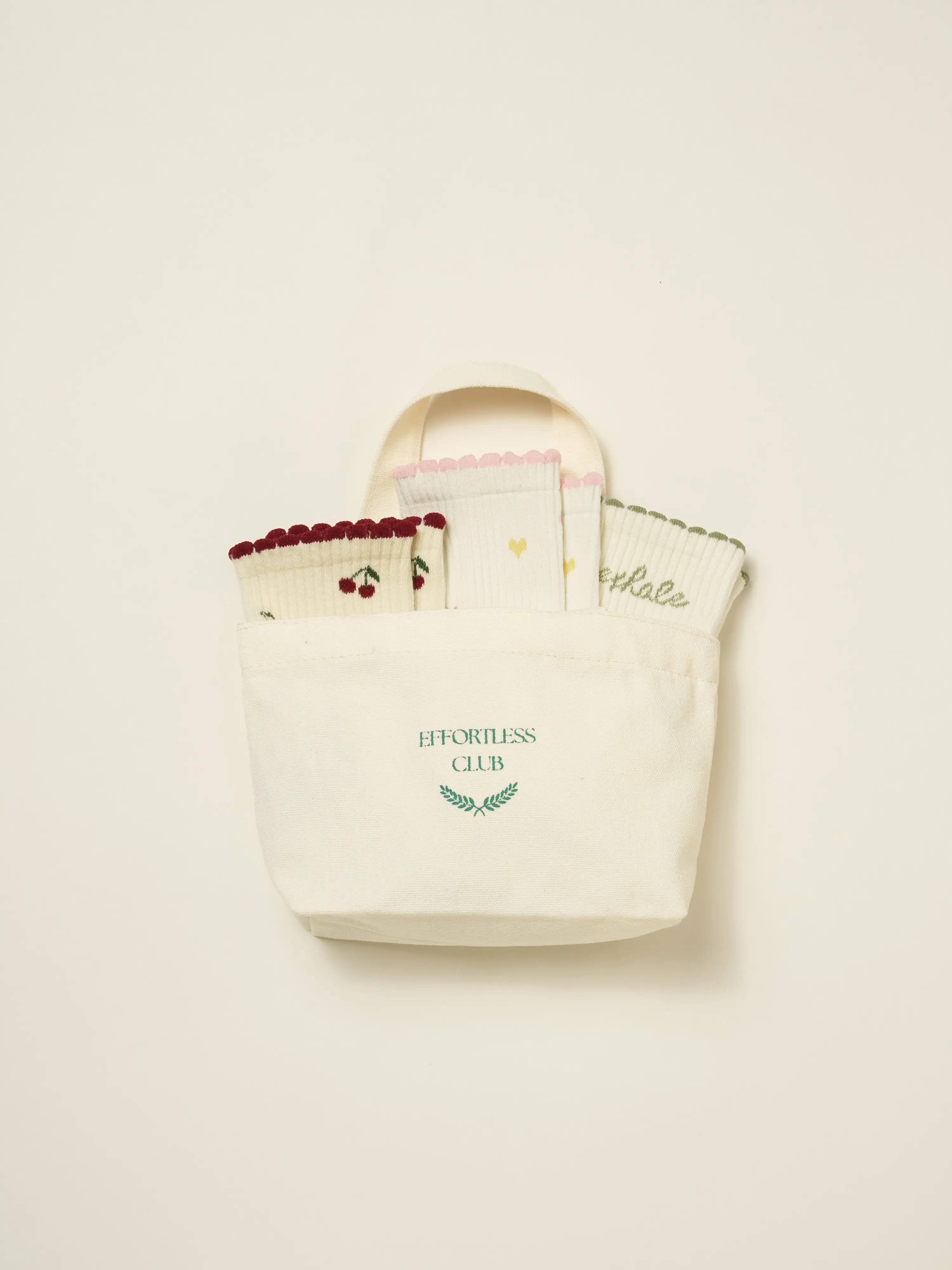 Effortless Club Grip Sock Set [little Cherry, Inhale exhale, Mini heart]