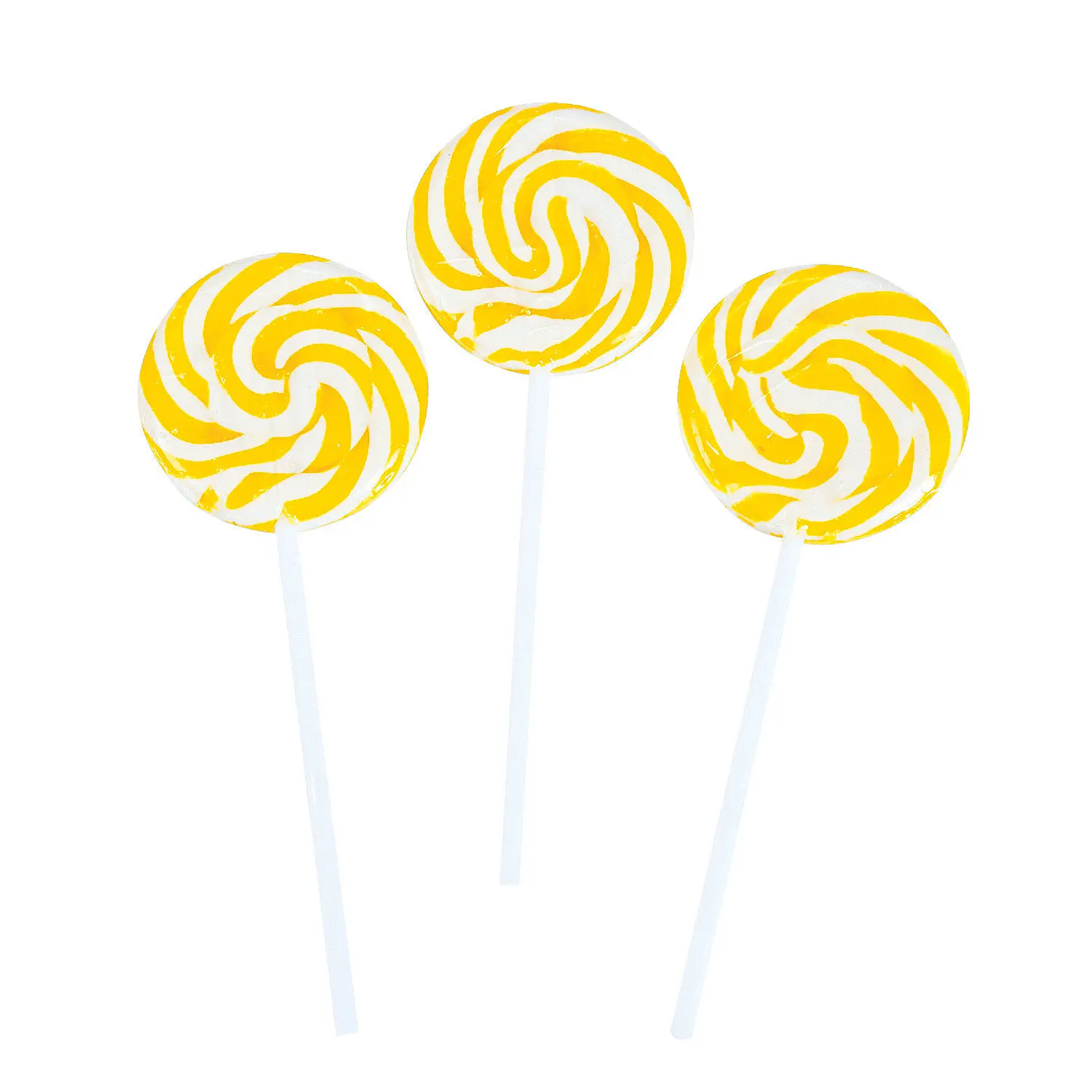 Sweet Lemon Yellow Swirl Candy Treats - 24-Pc OTC Snack Lollipops for Birthday Occasions