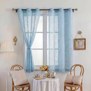 4 Piece Soft bamboo gauze Yarn Fabric, 34x63 Inch Solid Color Window Curtains, Classic Grommet Top Design, Elegant Home Window Drapes for Bedroom Living Room Decoration Kitchen L12