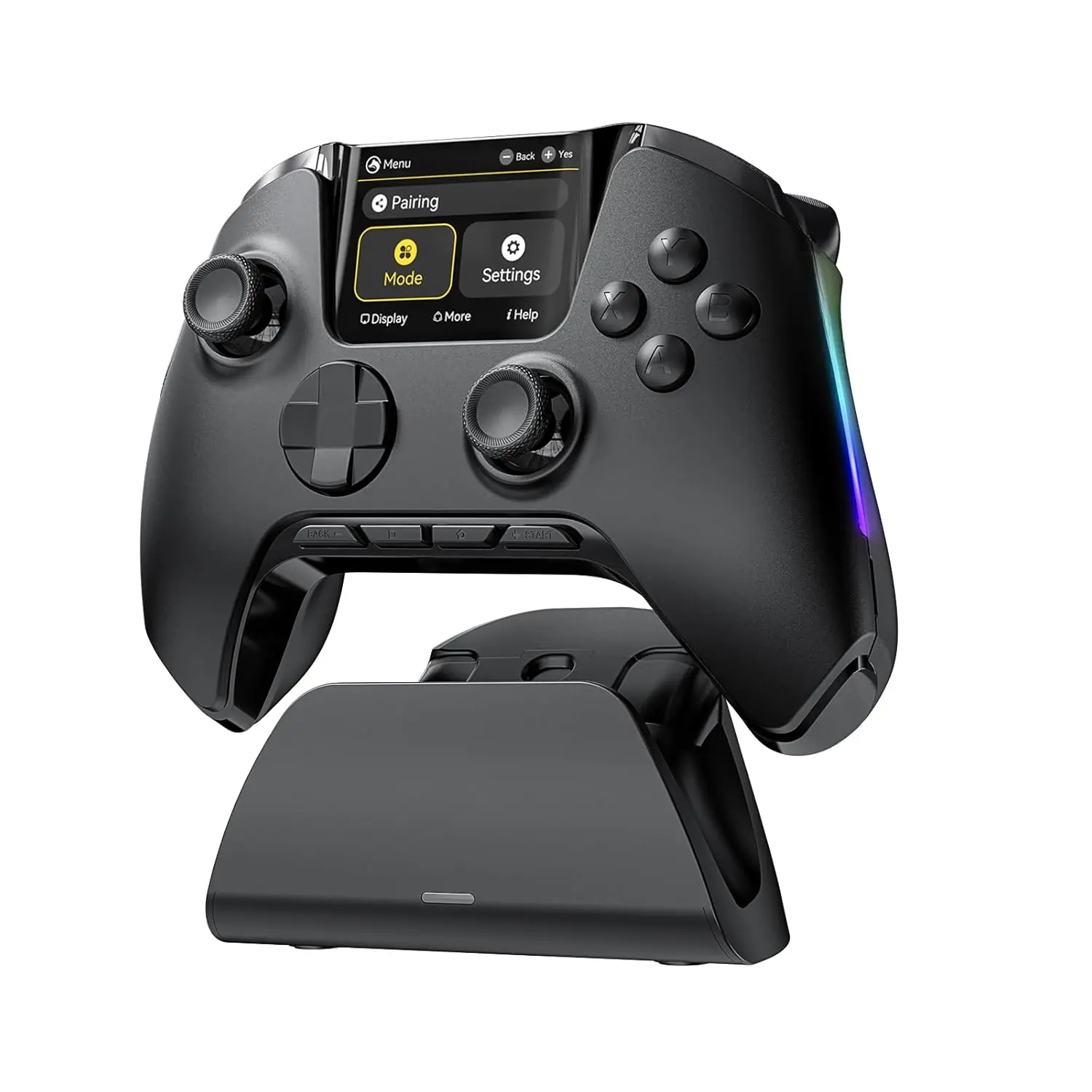 Universal Wired Gaming Controller Accessories with Joystick, Receiver, Hall Effect Stick, Game Trigger, RGB Lighting, Remappable Buttons, 1800mAh Battery & Dock for PC, iOS, Android (Black, Universal Controller)