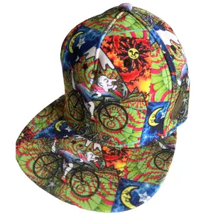 Bicycle Day Flex Fitted Hat - Fitted, Bold Graphic, Brightly Colored, Casual, Custom Design Styles, Fitted Hats, Bold Graphic Hats