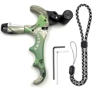 Camouflage 360 °   Swivel Compound Bow Release Aid 4 Finger Grip Auto-Close Caliper Jaw Aluminum Head Adjustable Trigger Sensitivity for Hunting Archery Outdoor Shooting Smooth Consistent Release Durable Lightweight Comfort Grip Must-Have Archery Accessor
