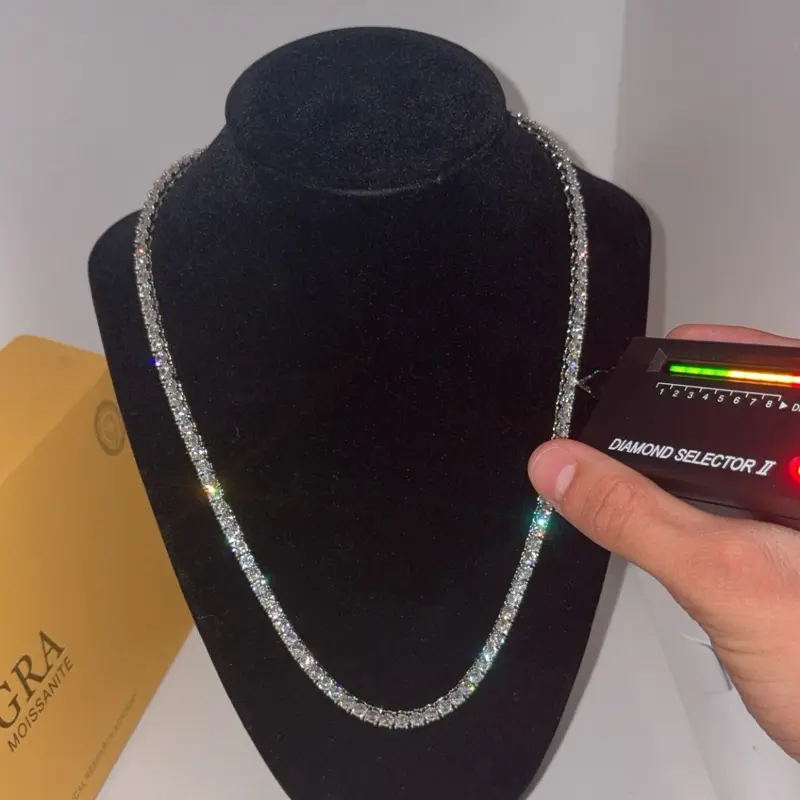 Moissanite Necklace with 925 silver/18k Gold 3mm/4mm 20” length (Passes Diamond Tester) GRA Certified, Hypoallergenic