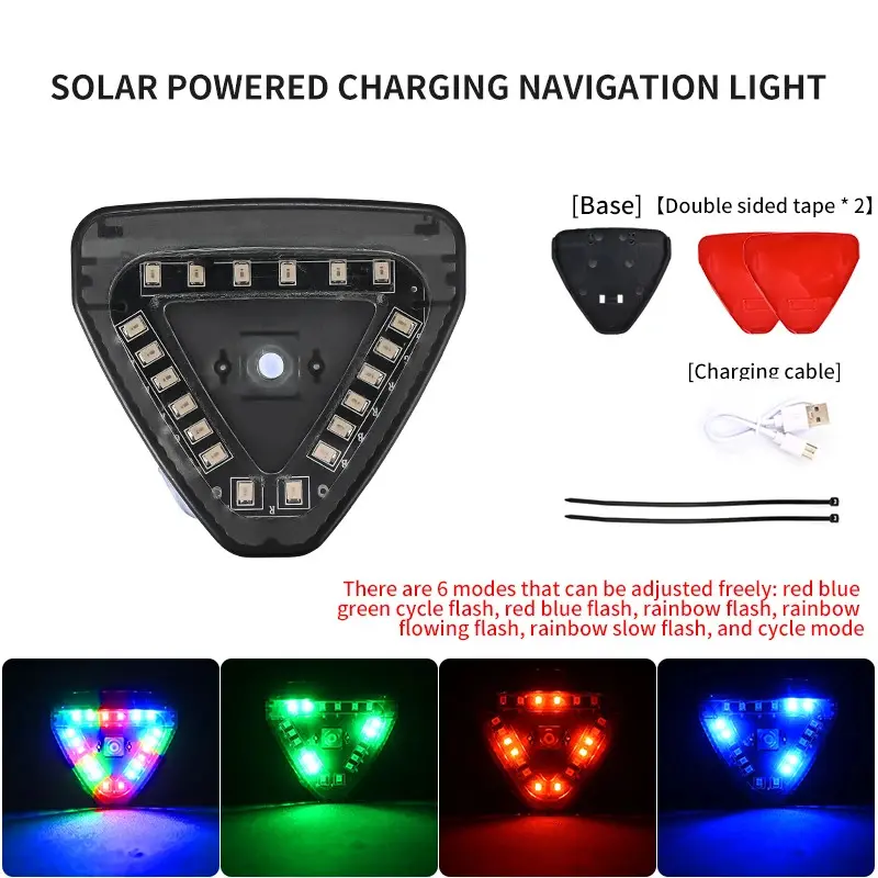 Solar Strobe Warning Flashing Light Bar - 6 Modes LED Lamp, Waterproof Wireless PC Material Solar-Powered, Universal Fit for Cars, Motorcycles, Strobe Lights for Trucks, Ideal for Hiking, Camping