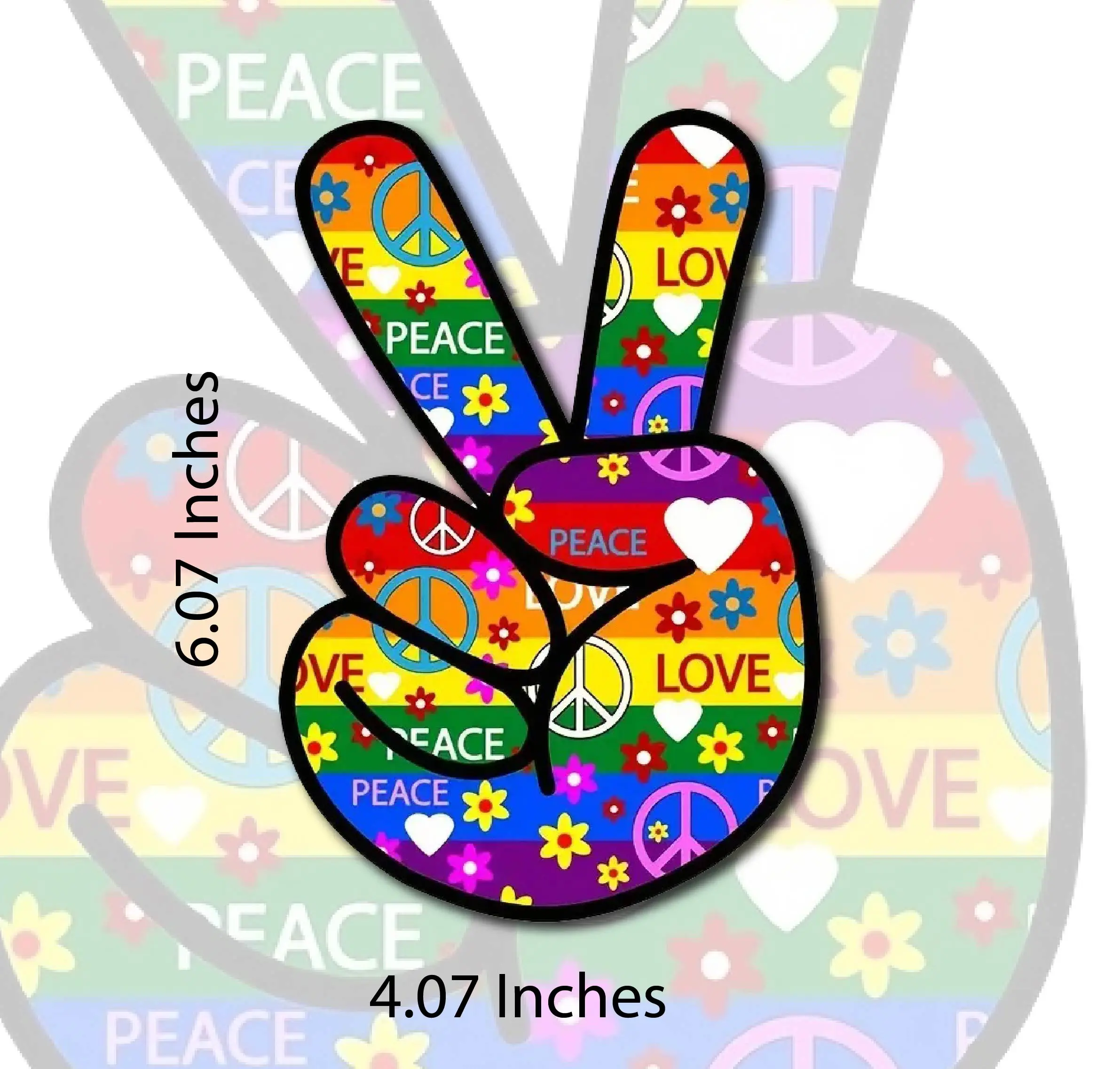 Peace and Love Sticker - 6" x 4" Waterproof Vinyl, Colorful Hippie Peace Sign for Free Spirit, Boho, and Festival Lovers