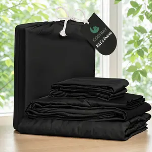 Cosybay Fitted Sheets Set 2pcs/3pcs - Luxury Black Bed Set With Smooth And Soft Microfiber With 15inch Deep Pocket - Good For Hair & Skin & Child- Double Stitching, Wrinkle Free & Machine washable & Twin / Full / Queen / King size for bedroom #Summervibes