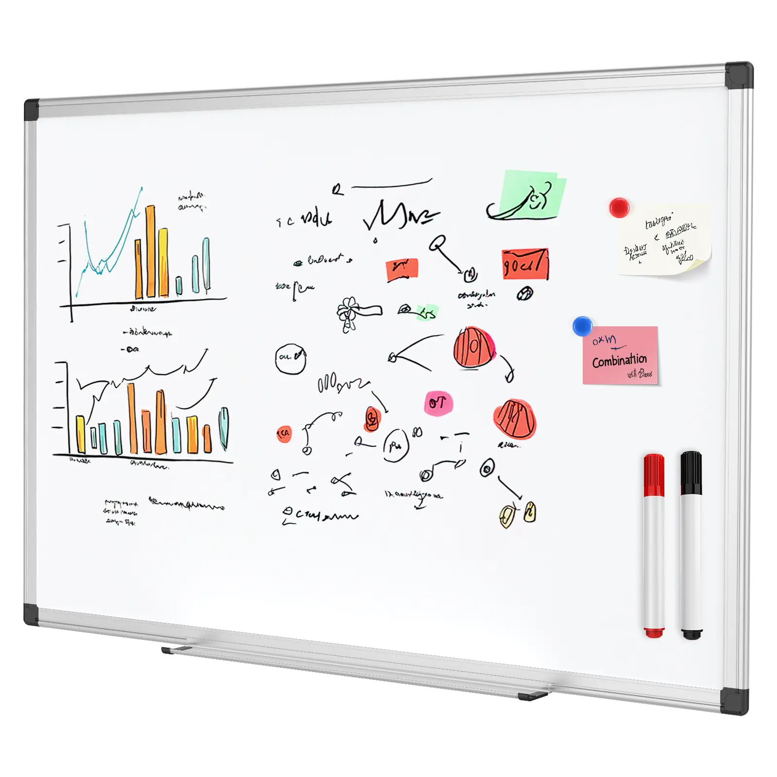 Magnetic Dry Erase Board – 11-Layer Durable Whiteboard with Silver Aluminum Frame, Includes Markers, Eraser, Magnets & Tray – Perfect for Office, Home & School