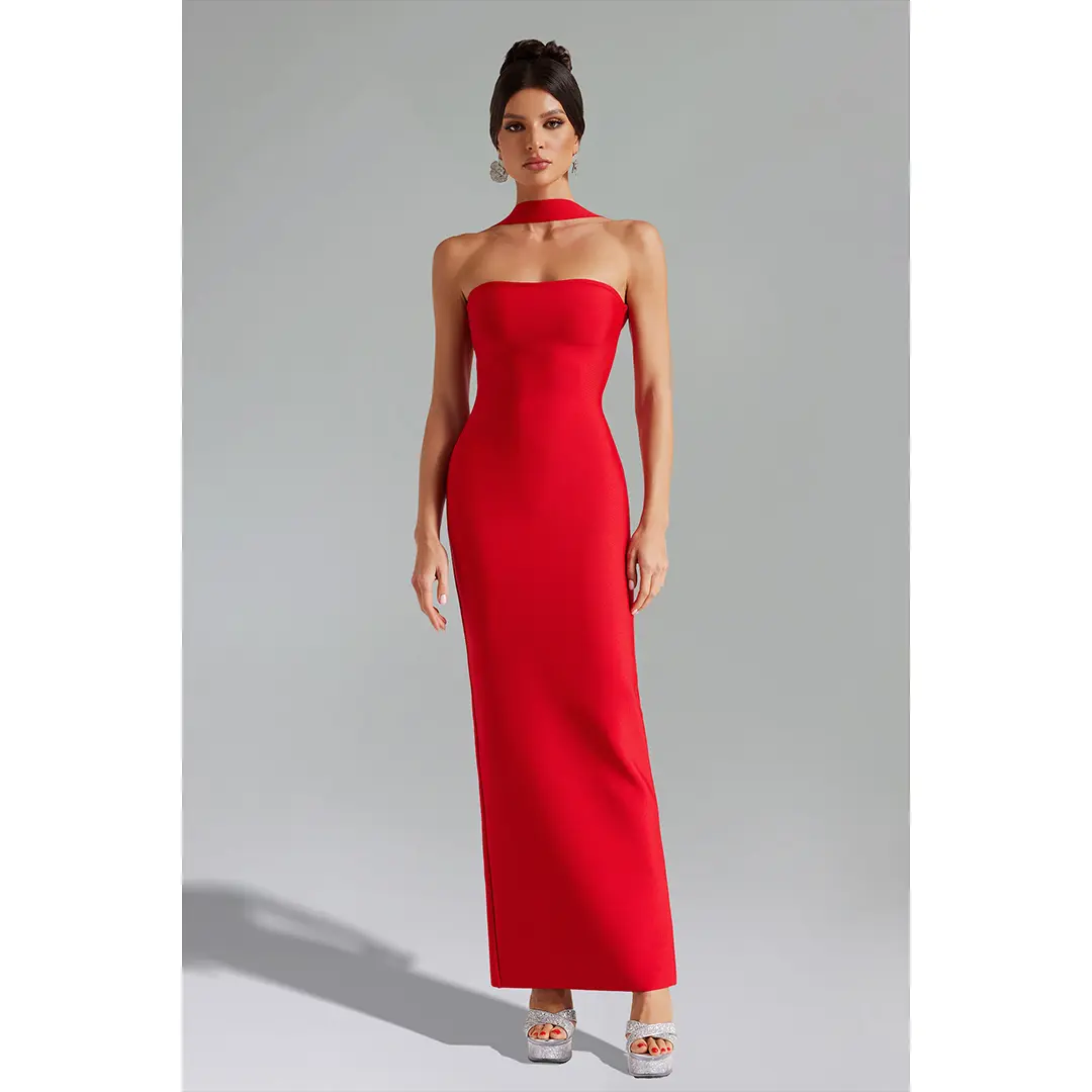 Women's BellaBarnett Formal Sleeveless Blush Bandage Midi Dress - Bodycon Cut, True Size, Elegant Women's Dress for Wedding Guests
