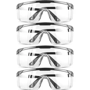 Safety Glassesclear Anti-Fog Goggles Over-Spec Glasses Protective Eye Wear Industrial Approved Wide-Vision（4 PACK） HPYNPES