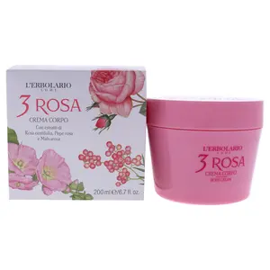 LErbolario 3 Rosa Cosmetic Body Cream - Unisex Body Care Lotion, 6.7 oz Single Item Moisturizer