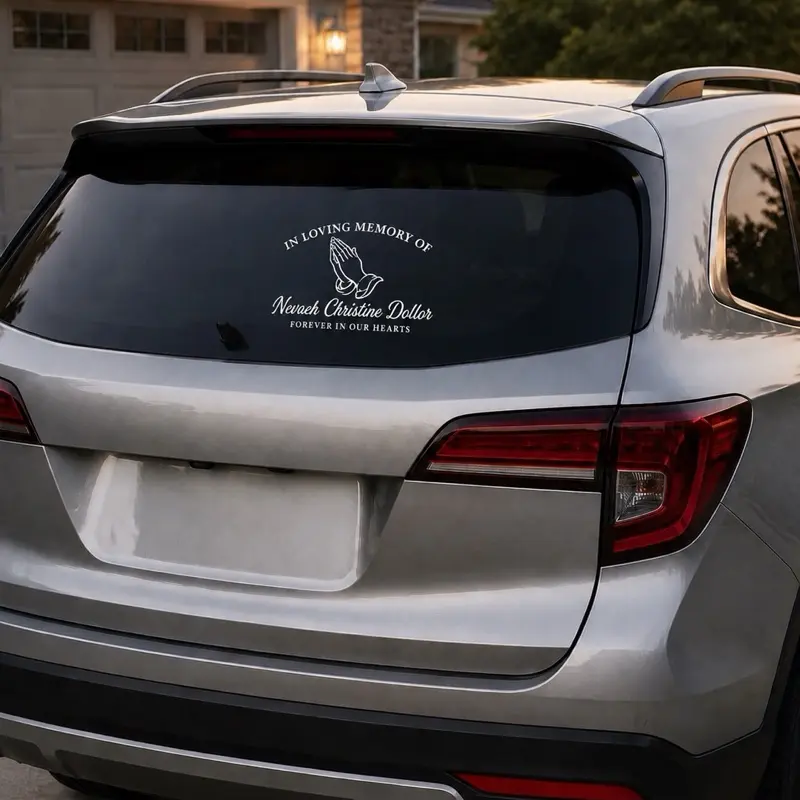 Customizable Memorial Car Decal - Easy Apply Vehicle Decor for Window/Bumper Remembrance Sticker