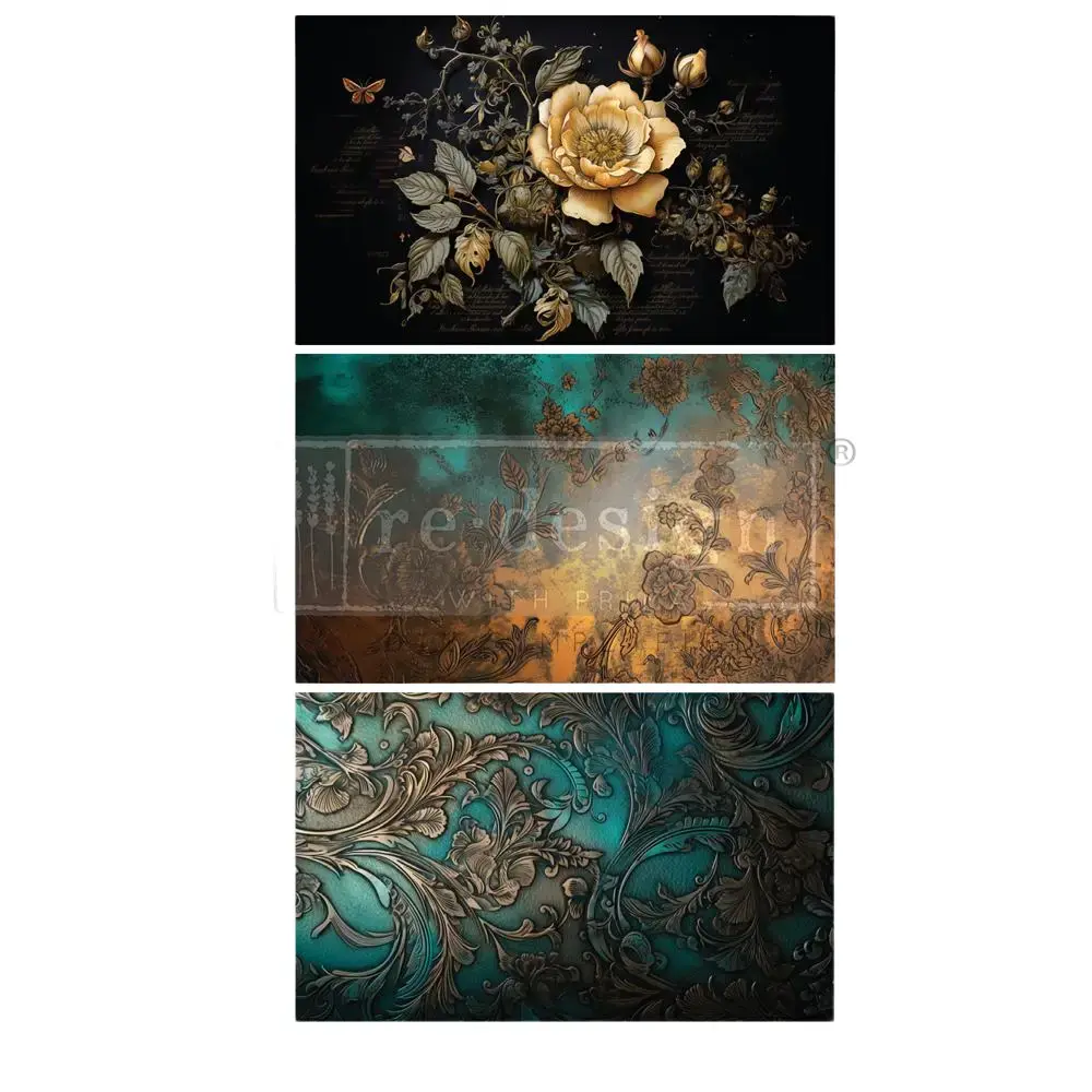 Redesign with Prima Floral Decoupage Decor Tissue Packs - Petals Adorned, Degradable, Fragrance-Infused, 3 Sheets (19.5"x30" Each) for Home Supplies Paper Projects