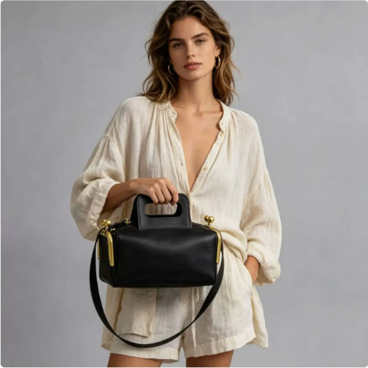 Women's Luxury Vintage PU Leather Clip Top Pillow Bag - Rock Decca Niche Design Crossbody & Shoulder Bag (30*16*14cm), Fashionable Bags, Pocket Women's Crossbody & Shoulder Bags
