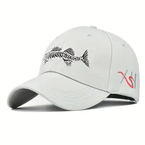 Fish Embroidery Peaked Cap Outdoor Fishing Lovers Baseball Cap For Men And Women