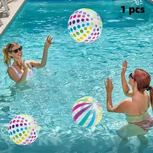 Swimming Pool Game 15.35 Inch Polka Dot Beach Ball, Transparent Inflatable Ball for Swimming Pool Parties, Summer Outdoor Water Toy Decorations