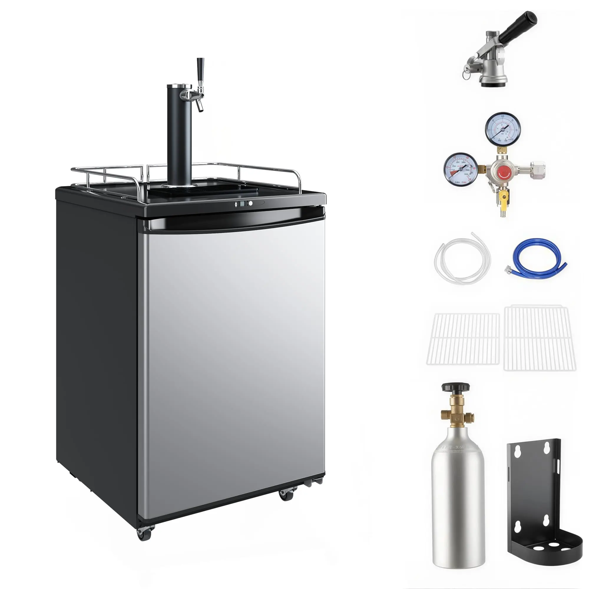 Garvee Single-Tap Beer Kegerator Draft Dispenser | 3.3 Cu.Ft (92L) Compact Beer Keg Refrigerator, Stainless Steel Finish Door, For Home Bar, Parties & Small Commercial Use