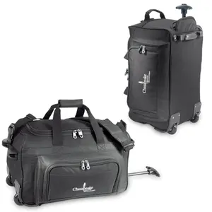 212 MAIN Golden Pacific Vanguard Rolling Duffel - Black, Carry-On Size, 600D Polyester, Hideaway Handle, In-Line Wheels, Zipper Closure