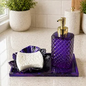 Grape Kitchen Sink Organizer Set Soap Dispenser Tray Countertop Decor
