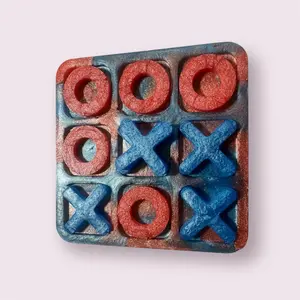 Vibrant Handmade Resin Tic Tac Toe Board - Blue & Pink Colors, Simple Design, Suitable for Ages Above 12 - Toys & Hobbies Board Game