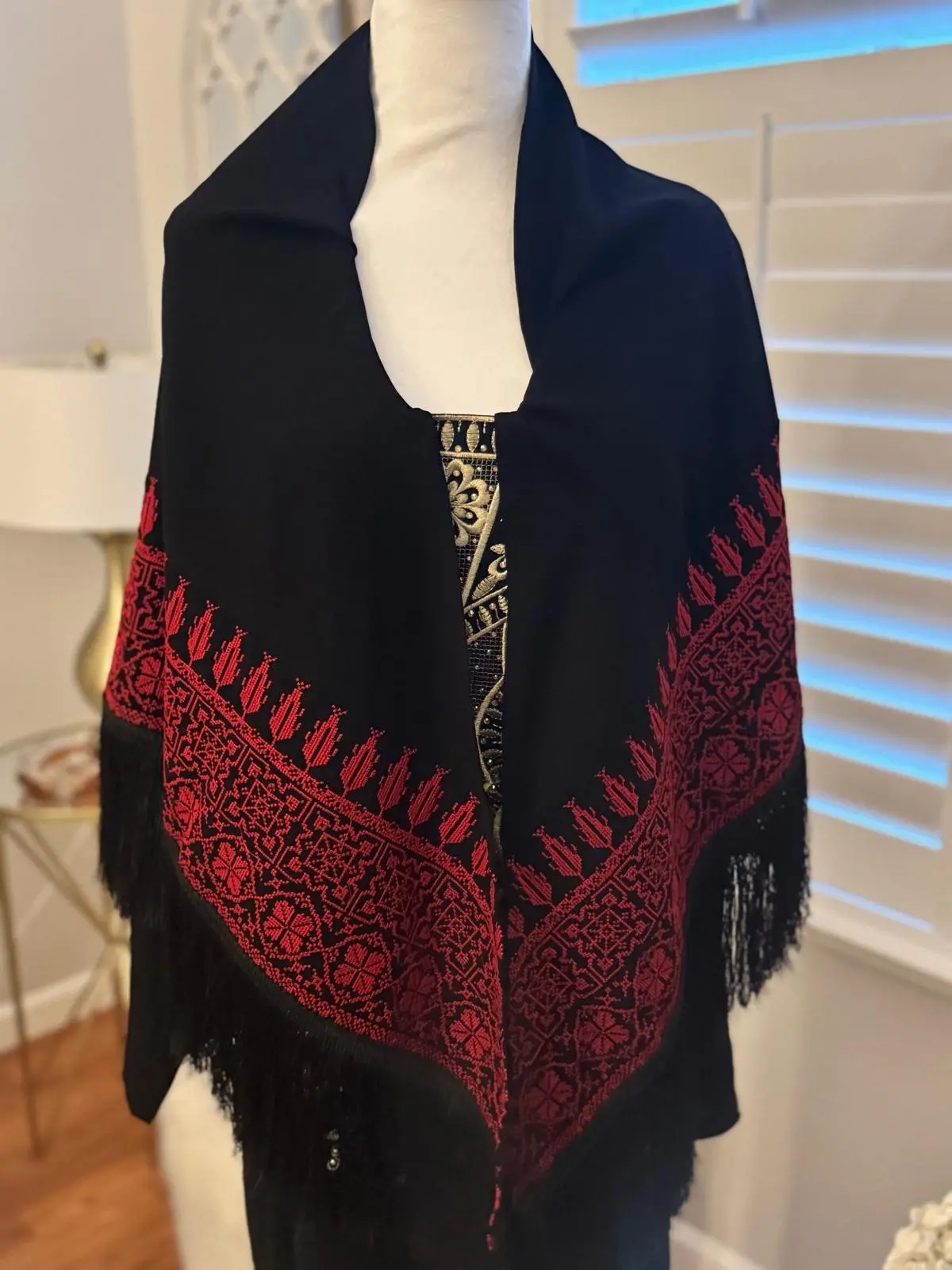 Female Luxury Embroidered Marwa Shawl - Soft Fabric Fashion Clothes Accessory Scarf, Embroidered Scarf
