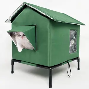 Insulated Outdoor Portable Cat House - Warm Cushion Included, All-Season Use for Outdoor & Indoor Cats - Winter-Ready Cat Shelter, Easy to Assemble