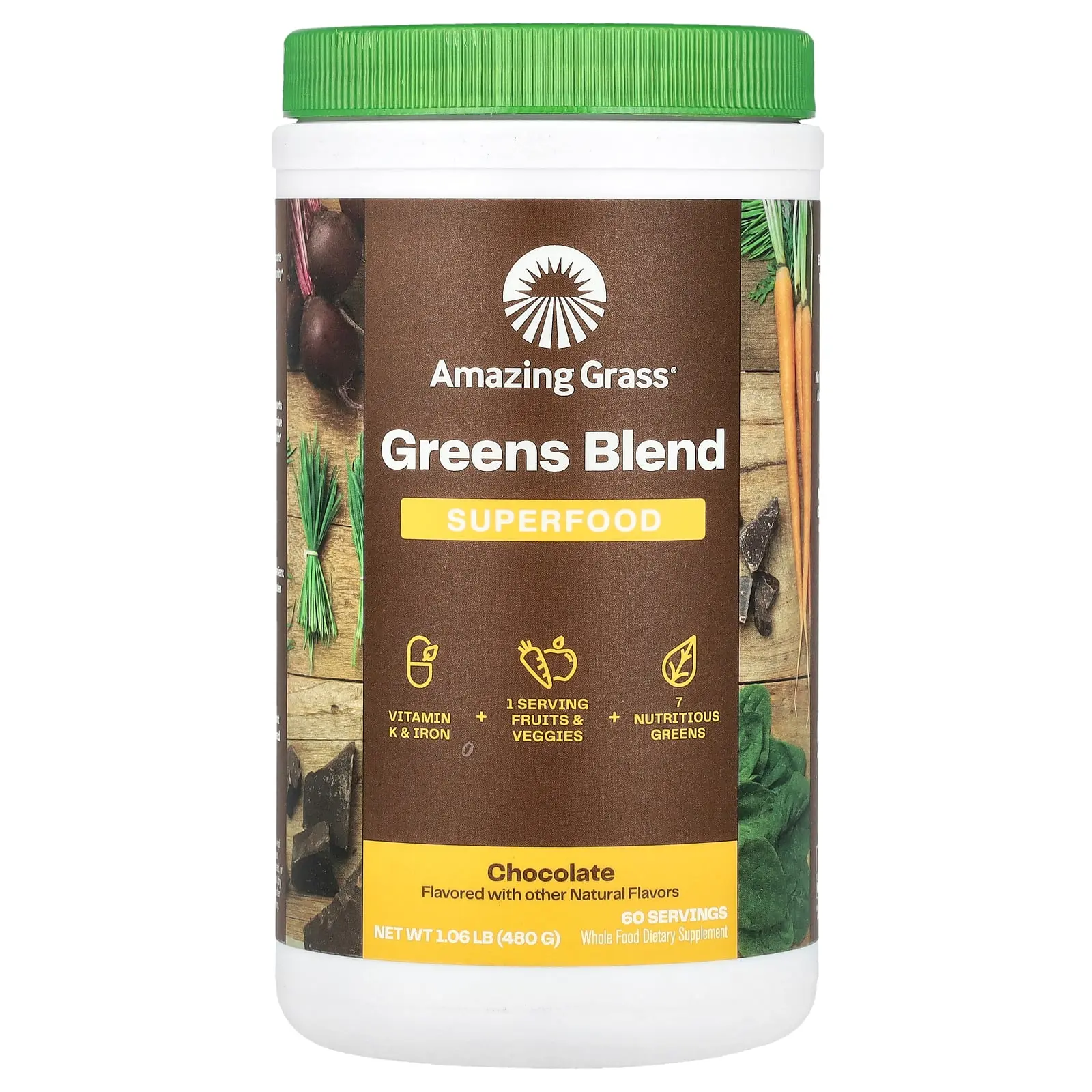 Amazing Grass Greens Blend Superfood, Chocolate, 1.06 oz (480 g) Amazing Grass Greens Blend Superfood, Chocolate, 1.06 oz (480 g)