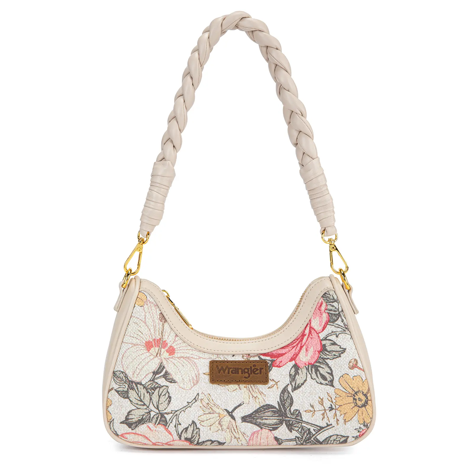 Wrangler Vintage Floral Print Hobo Bag Braided Handle Shoulder Bag for Women
