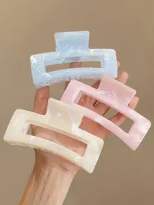 Women's 3pcs/1pc 11cm Plastic Hair Clips, Blue Square Design, Fashionable & Elegant, Super Cute Clips, Daily Use, Party, Beach, Travel Accessories