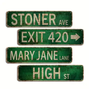 Vintage Street Sign, 4pcs/set Retro Street Sign, Wall Decor Plaque for Home Wall Restaurant Decor, Office Home Decor, Vintage Metal Sign, Vintage Garage Signs