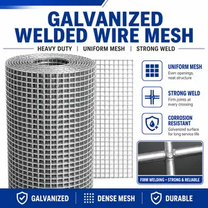 Galvanized Welded Wire Mesh Roll, Garden Fence Wire, Chicken Coop Wire, Rust Resistant Hardware Cloth for Poultry, Pet Fence, Yard Protection