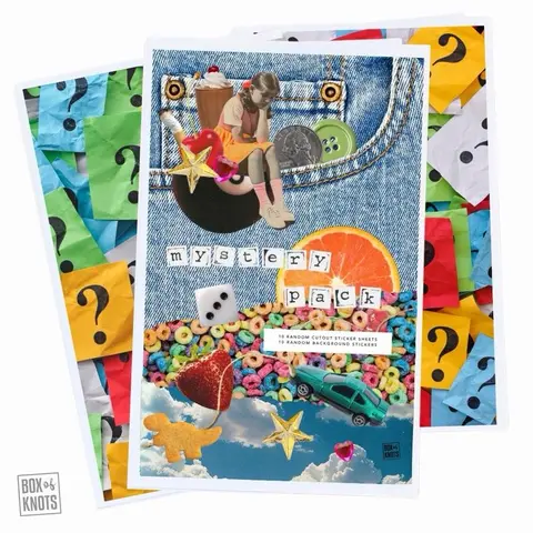 The Mystery Pack | 20 Random Full Sheet Stickers | Adhesive Label Paper | Matte Decorative Junk Journaling Decor | Scrapbooking Art Collage