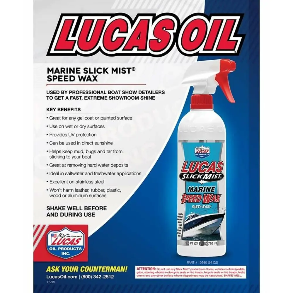 Lucas Oil 10980 Slick Mist Marine Speed Wax - Protector Wax, 24 Oz