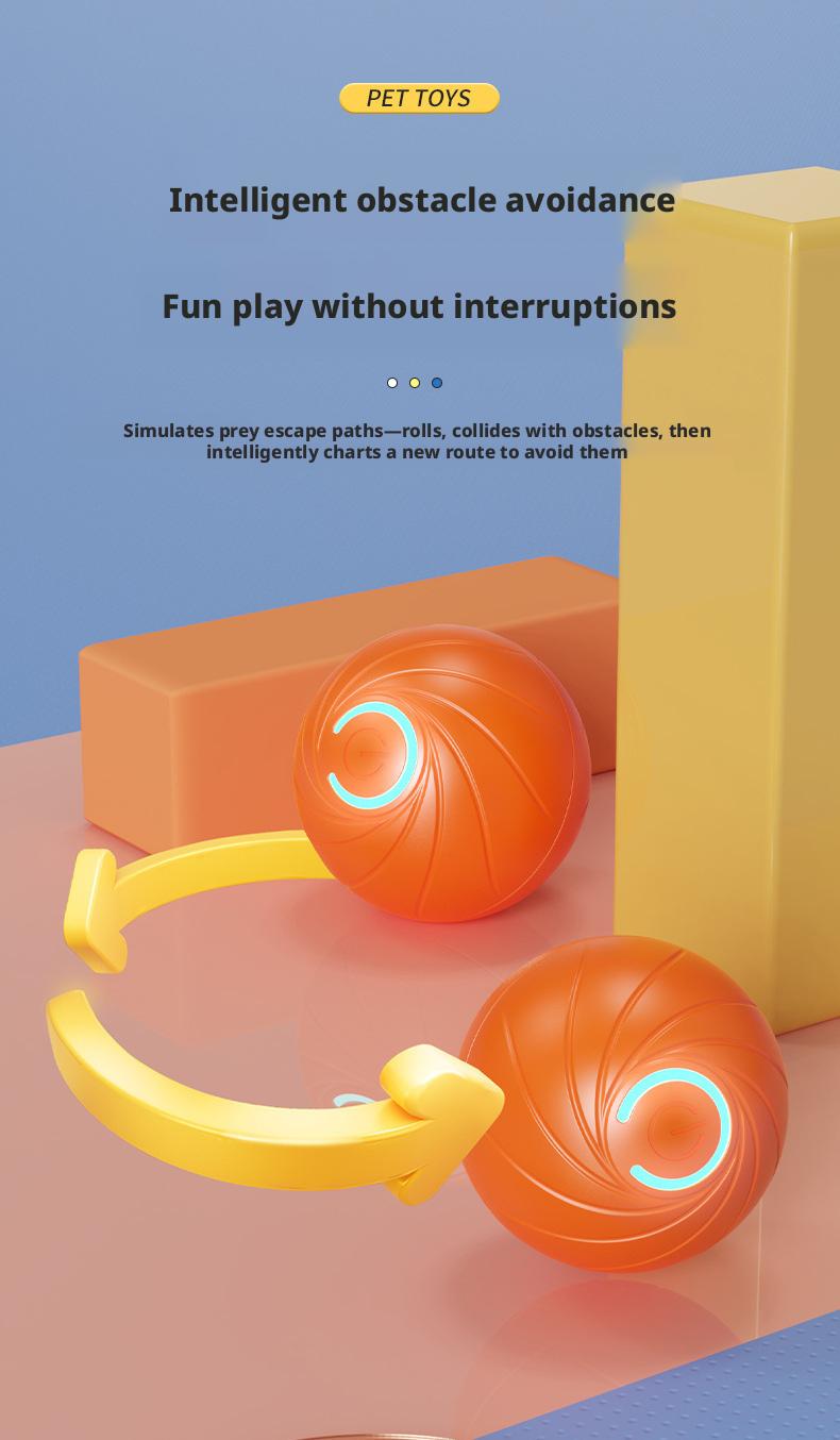 Automatic Interactive Dog Toy Ball, Smart Moving Dog Ball with Obstacle Avoidance, Rechargeable Bouncing Dog Toy for Small Medium Dogs Self Play