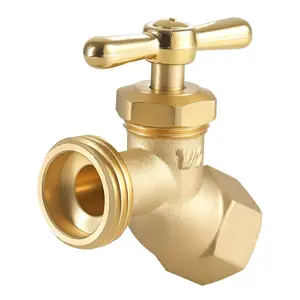 Heavy Duty Brass Hose Bibb, 1/2 FIP x 3/4 MHT Garden Hose Connectors, Multi-Turn Outdoor Water Faucet Spigot, Brass Plumbing Fitting Compatible with Copper, Galvanized Pipes