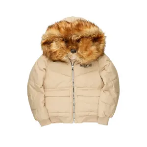 Langston Beige Puffer Jacket with Fur Hood