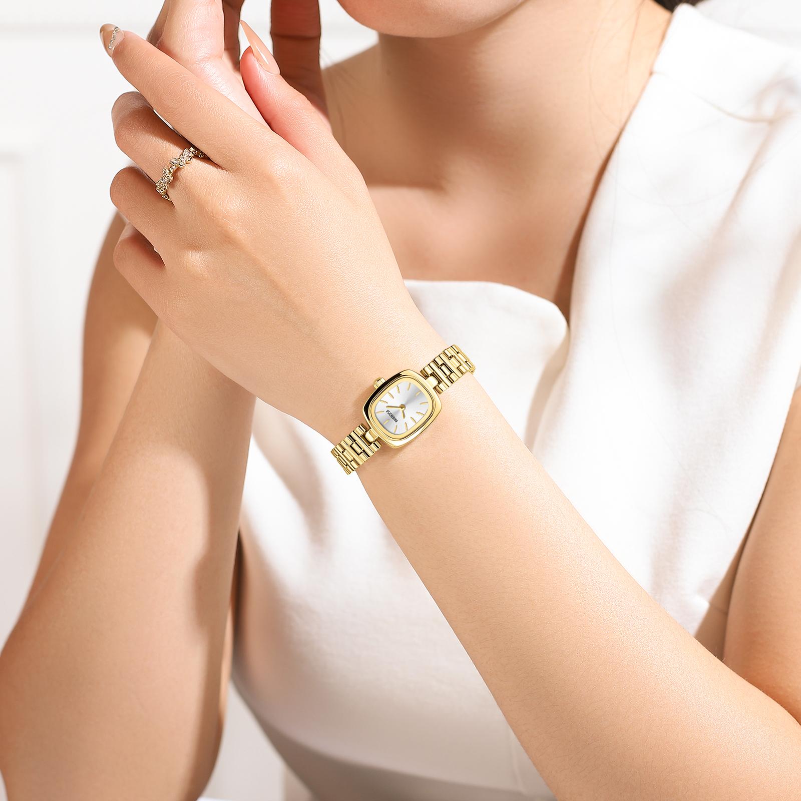 NIBOSI Vintage Bracelet Watches for Women Roman Dial Rectangular Case Gold Watch Waterproof with Tools NIBOSI Vintage Bracelet Watches for Women Roman Dial Rectangular Case Gold Watch Waterproof with Tools