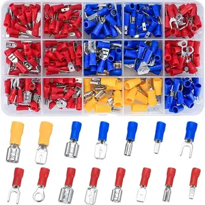 280 Count Electrical Cable Connectors Assorted, Insulated Wire Cable Crimp U-Type Fork Spade Butt Ring Connector Assortment Kit, Male/Female Wire Cable Crimp Terminals