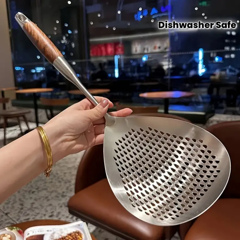 Large Stainless Steel Fine Mesh Skimmer Strainer, Fine Mesh Sieve, Heavy Duty Kitchen Food Strainer, Mesh Strainer With Handle, Strainers For Kitchen, for Home Daily Cooking, Restaurant Commercial Use, Heat Resistant Dishwasher Safe