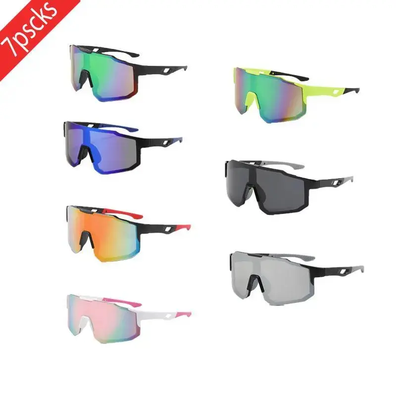 7-Pack Unisex Oversized Visor Sports Sunglasses, Windproof Large Frame Tinted Lens Eyewear With Face-Slimming Fit, Sun Protection Accessory For Cycling, Fishing & All Outdoor Sports