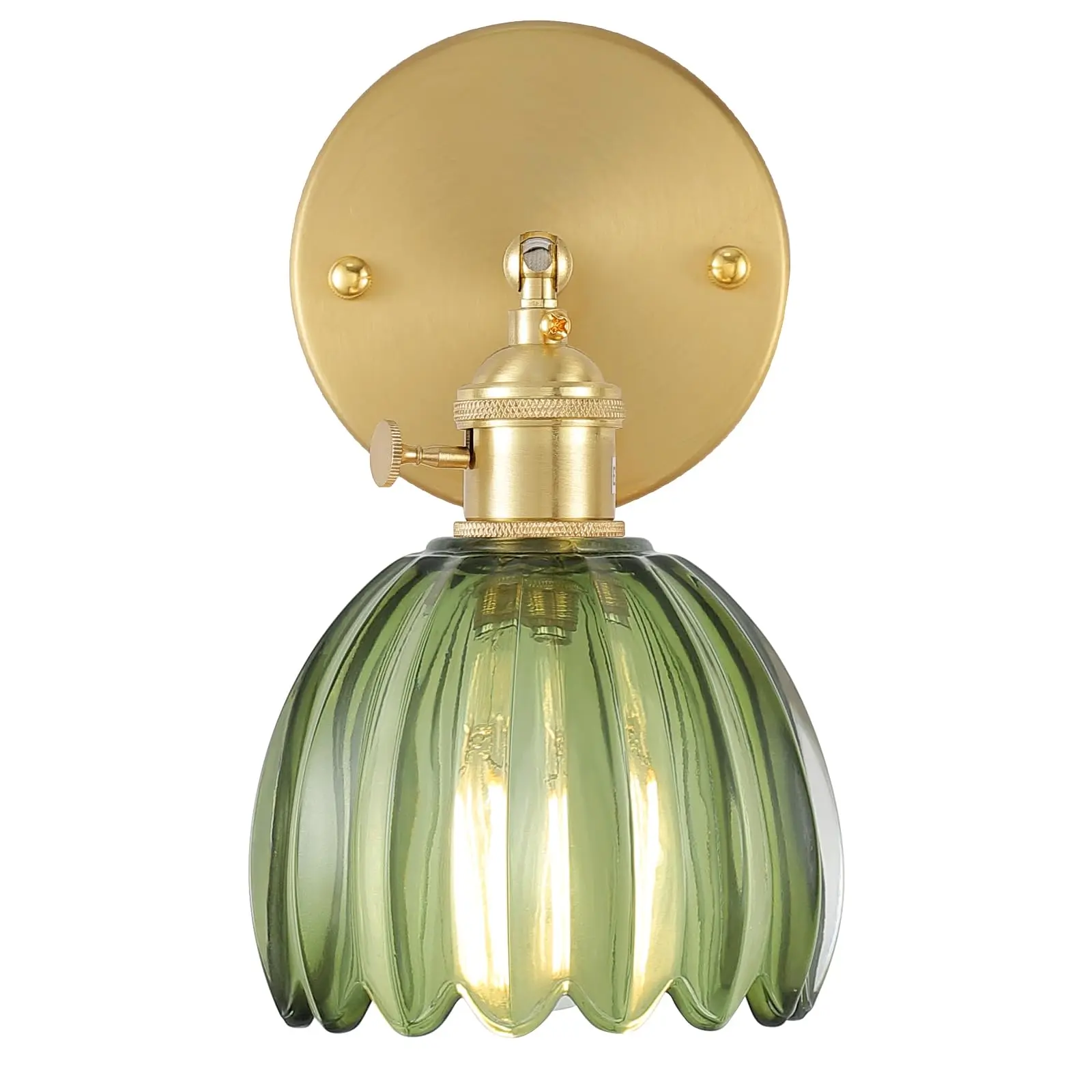 Vintage Wall Sconces,Wall Lamp with Flower Lampshade,3 Color Temperatures Sconces,Hradwired Wall Lighting Fixture for Bedside Bathroom Bedroom Doorway (Flower Green, 1 Light Hardwired)