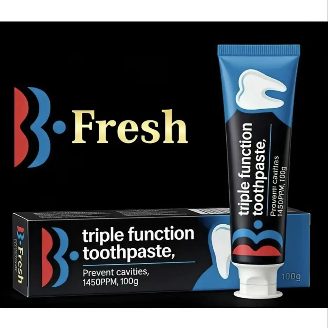 B Fresh Triple Function Toothpaste 100g - Prevent Cavities 1450PPM - Oral Care Product