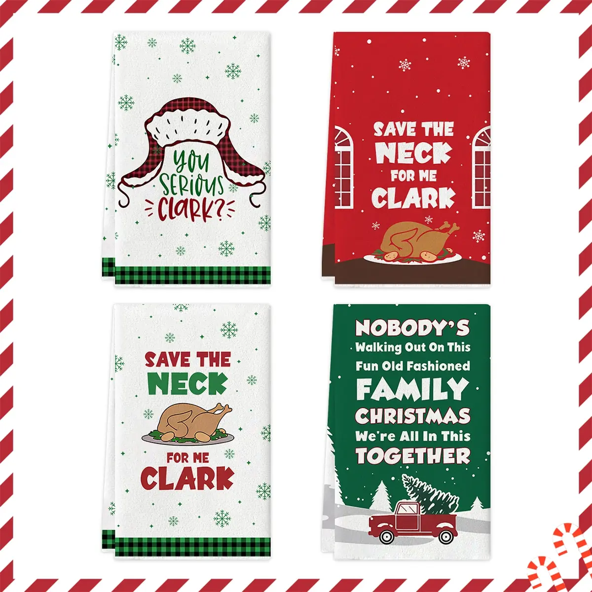4pcs Christmas Kitchen Towels, Christmas Holiday Printed Dishwashing Towels, Tea Towels, Towel set, Absorbent Quick Drying Ultra Soft Microfiber, Suitable for Winter Christmas Kitchen Decoration, Outdoor Parties, Christmas Festival Gifts