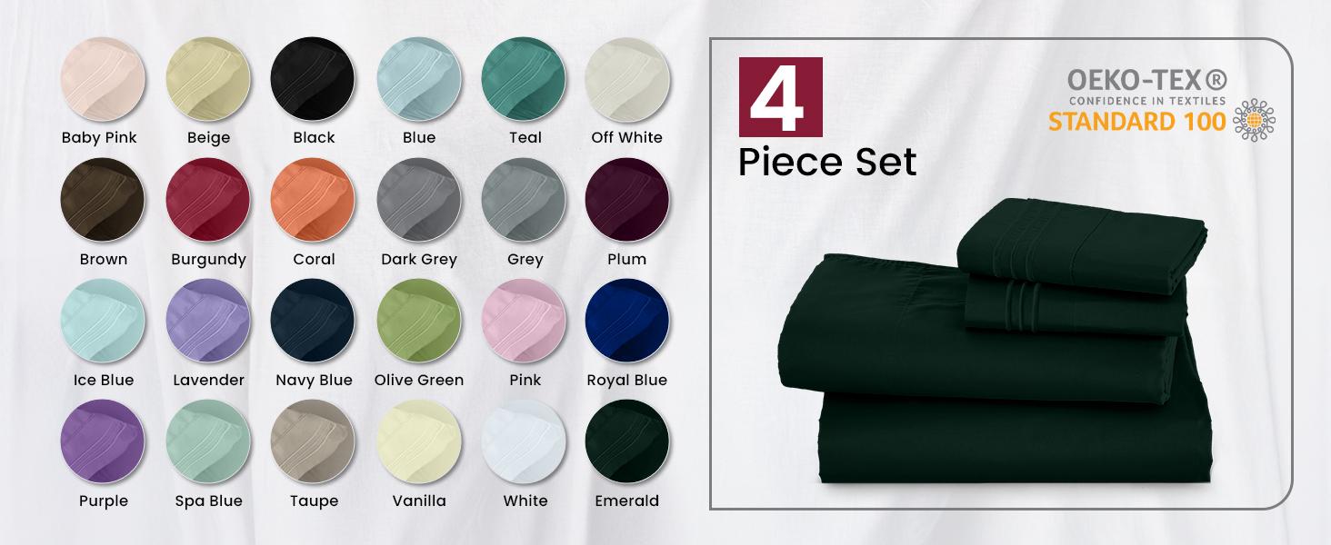 { Memorial Day Deal } Lux Decor 4 Piece Microfiber Bed Sheet Set, Ultra Soft Cooling Sheets, 16 Inches Deep Pocket Fitted Sheet, Hotel Luxury Bedding, Oeko-TEX Certified, Fade Resistant, Embroidered Pillowcases { Memorial Day Deal } Lux Decor 4 Piece Microfiber Bed Sheet Set, Ultra Soft Cooling Sheets, 16 Inches Deep Pocket Fitted Sheet, Hotel Luxury Bedding, Oeko-TEX Certified, Fade Resistant, Embroidered Pillowcases