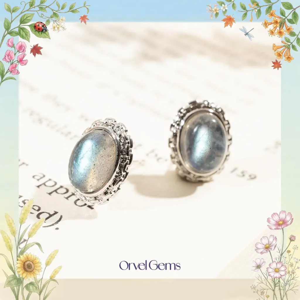 Labradorite Stud Earrings – Iridescent Crystal Gemstone Jewelry, Blue Rainbow Flash, Protective Spiritual Gift for Her, Perfect for Daily Wear and Special Occasions