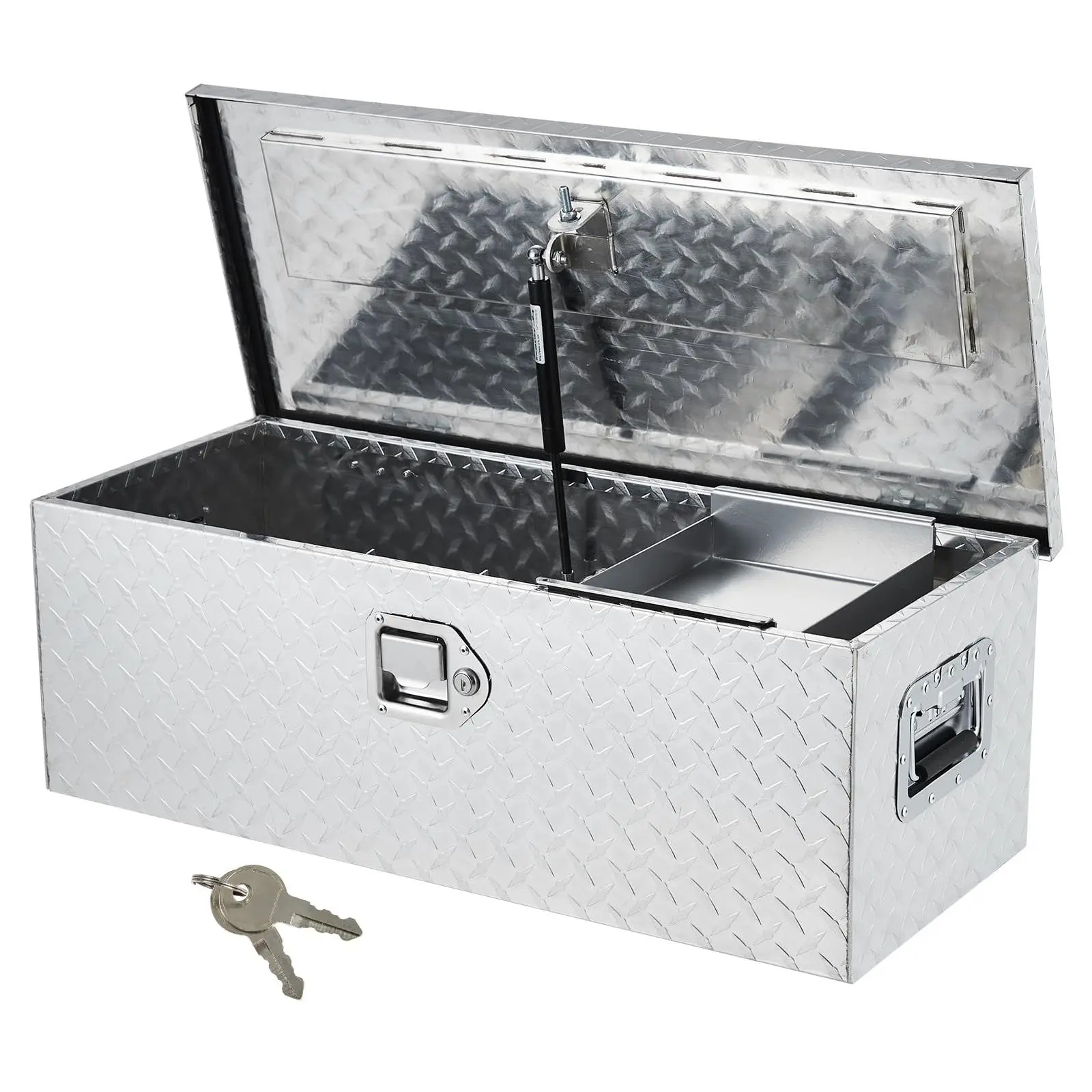 39 in Aluminum Truck Tool Box, Truck Bed Storage Box with Security Lock and Wider Handles, Heavy Duty Waterproof Tool Box Organizer Chest for Pick Up Truck Rv Trailer - Silver