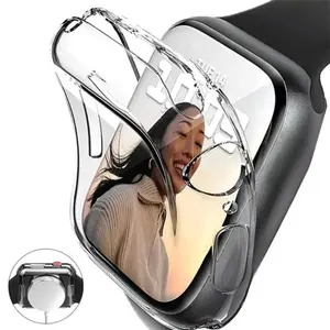 Soft TPU Full-Coverage Screen Protector Case for Smartwatches — Compatible with iWatch Series 10, 9, 8, 7, 6, 5, 4, 3, 2, SE, and Ultra; Fits 41mm, 42mm, 44mm, 45mm, 46mm, and 49mm Sizes.