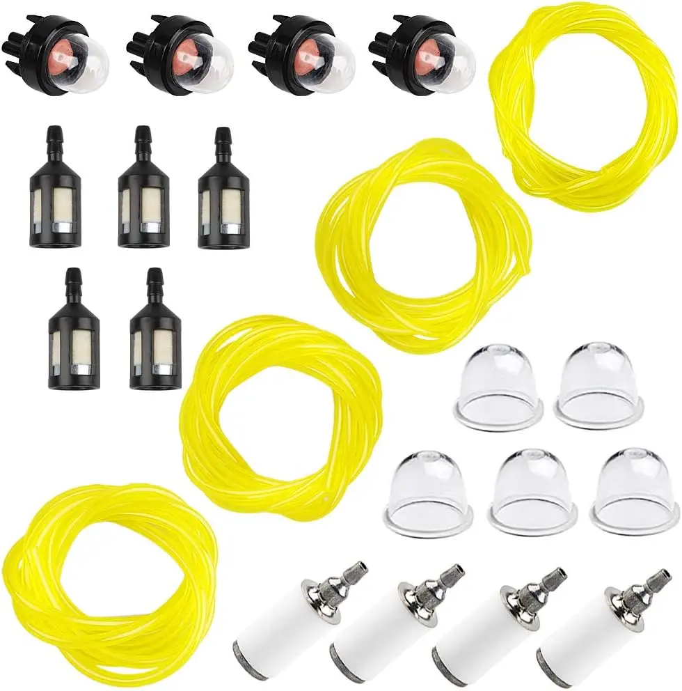 16 Feet 4 Sizes Fuel Line Hose with Snap in Primer Bulb,Primer Pouland Bulb Fuel Filter Fit for Zama Stihl Poulan Weedeater Craftsman Husqvarna Trimmer Chainsaw Blower