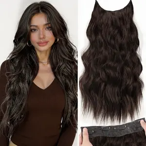 [Plodon] Available in 20 inches, secure one-piece hair extension with 4 clips, long, wavy, textured hair that blends naturally with your natural hair. Perfect for everyday wear and versatile styling.