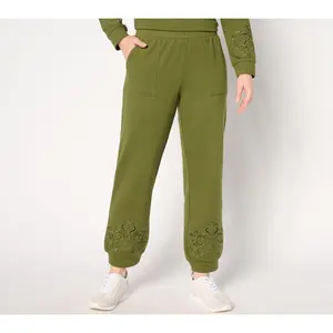 LOGO Life by Lori Goldstein Petite French Terry Joggers w/ Eyelet