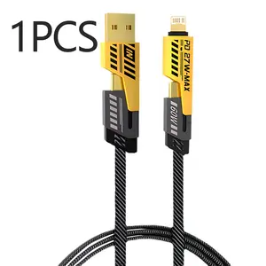 USB-C Charger Cable Set, Type-C Lightning Connector, Nylon Braided PD Fast Charging Line, Multifunctional Charging Cable for iPhone Samsung Xiaomi Android Devices